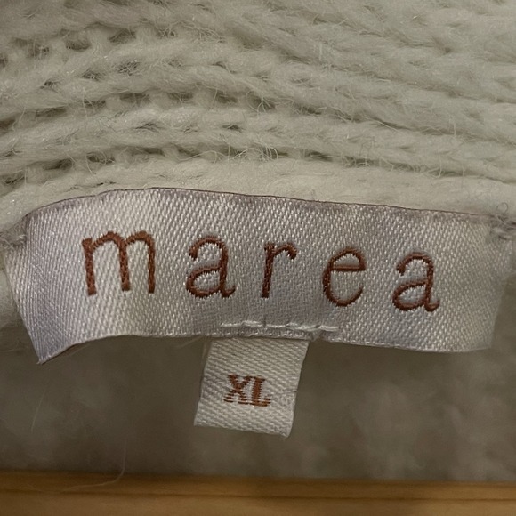 Marea Knit V Neck Cardigan Striped Ivory Navy Chunky‎ Nordic Cabin Size XL - Picture 5 of 9